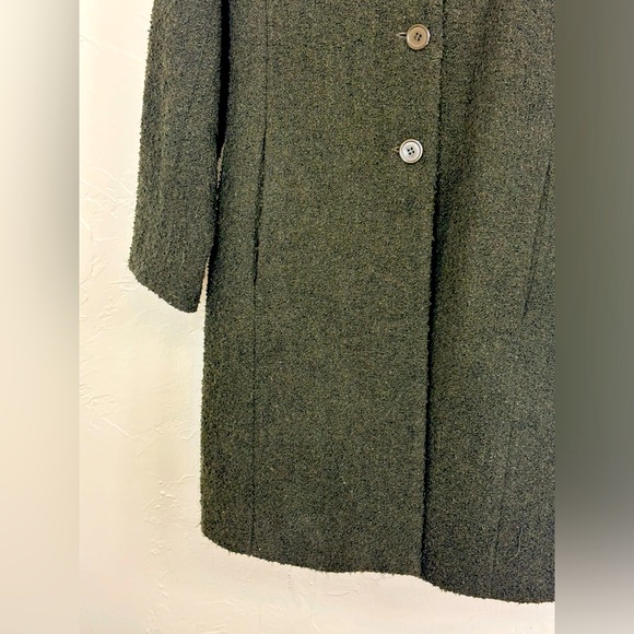 SANDRO Wool Peacoat Midi Maxi Long Line Single Army Green Vintage Kate Middleton - Picture 6 of 16